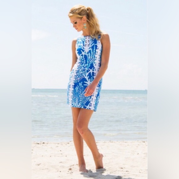 NEW Lilly Pulitzer Ember Shift Dress in Brewster Blue Good Reef size 8 - Picture 2 of 15